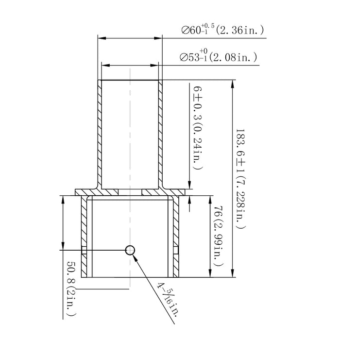 4" Square Pole Mount Tenon Adapter Dimensions