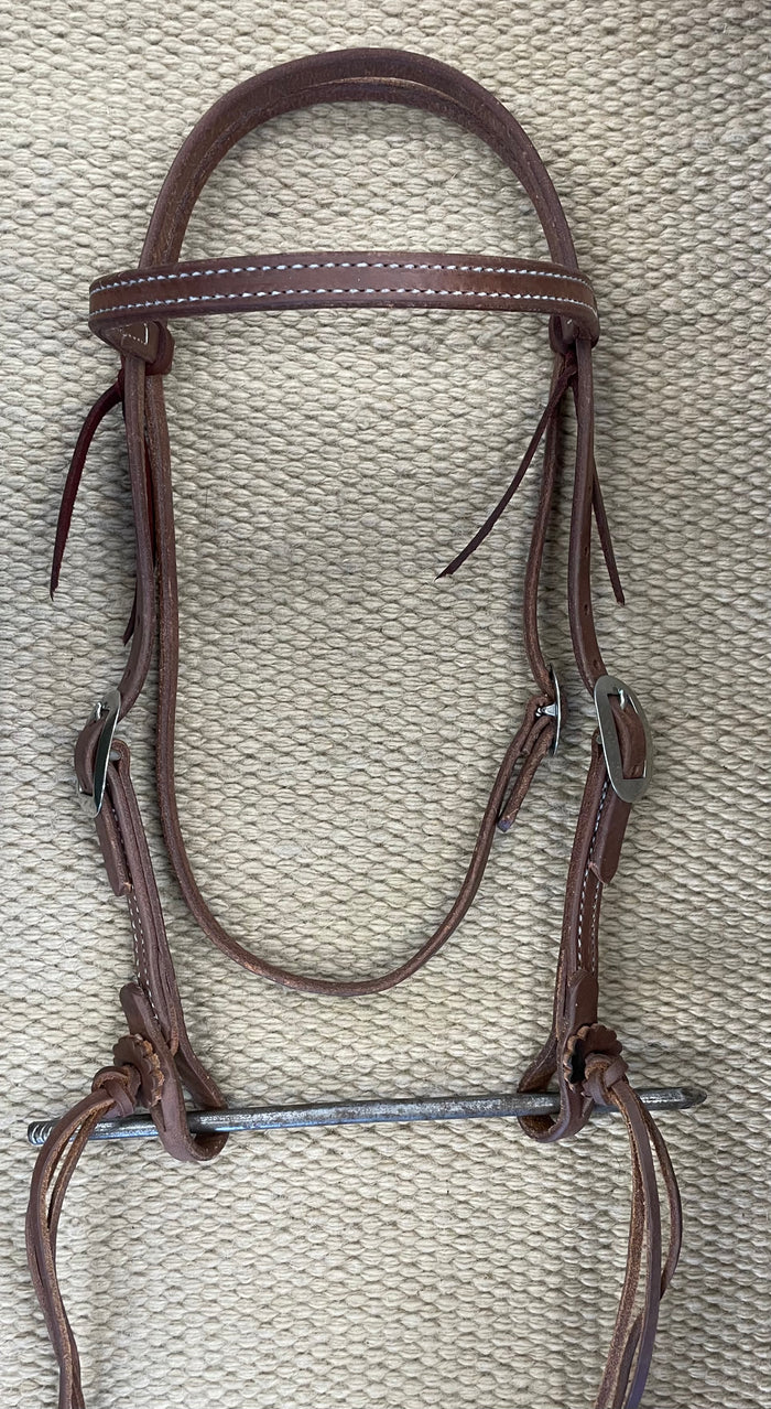 Headstall - HS11 - Heavy Oiled Browband w/ Rattlesnake Ties