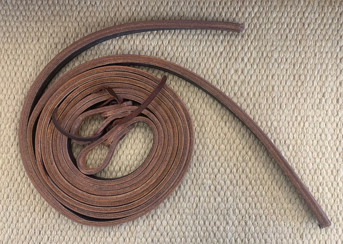 Split Reins - SR14 - 3/4" x 8' Heavy Oil Double Stitched w/ Ties and Weighted Ends