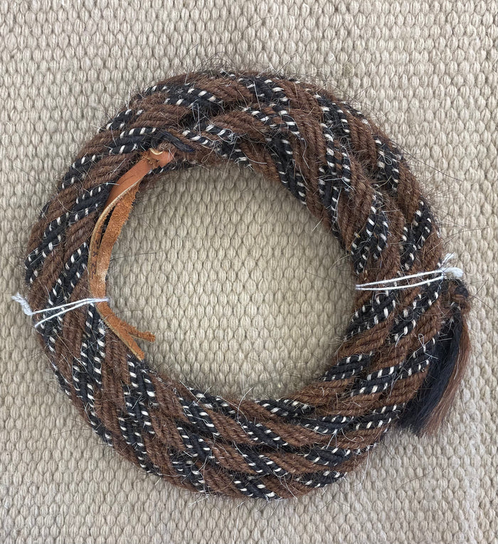 Mecate - Mec145 - 1/2" X 22' 6 Strand Mane Hair, Black, Brown, White
