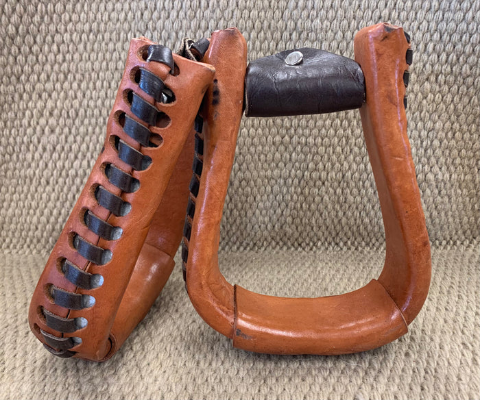 Stirrups - STP28 - 2" Leather Covered w/ Lace