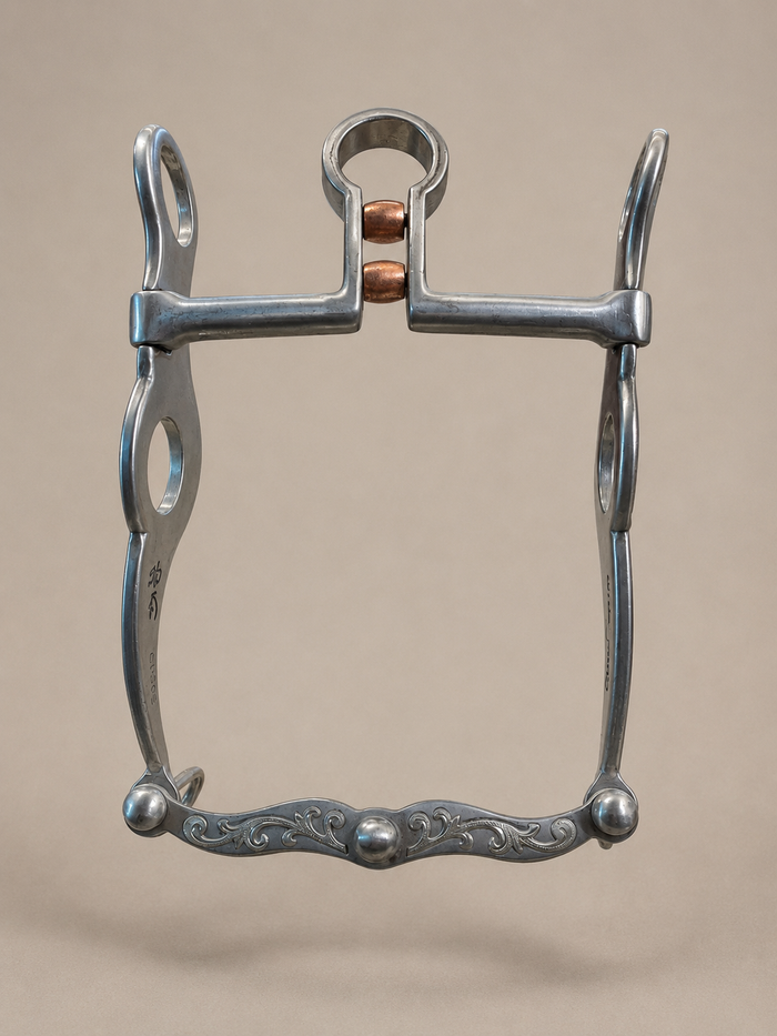 BIT - CE04 - Classic Equine Responder Shank Cowhorse Bit with Keyhole Double Roller