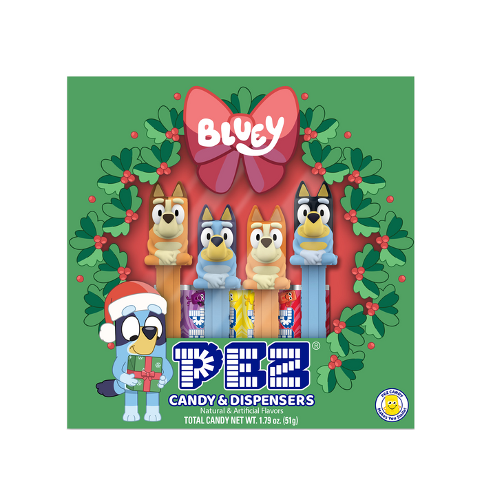 Bluey Christmas PEZ Gift Set (Chilli, Bluey, Bingo, and Bandit)