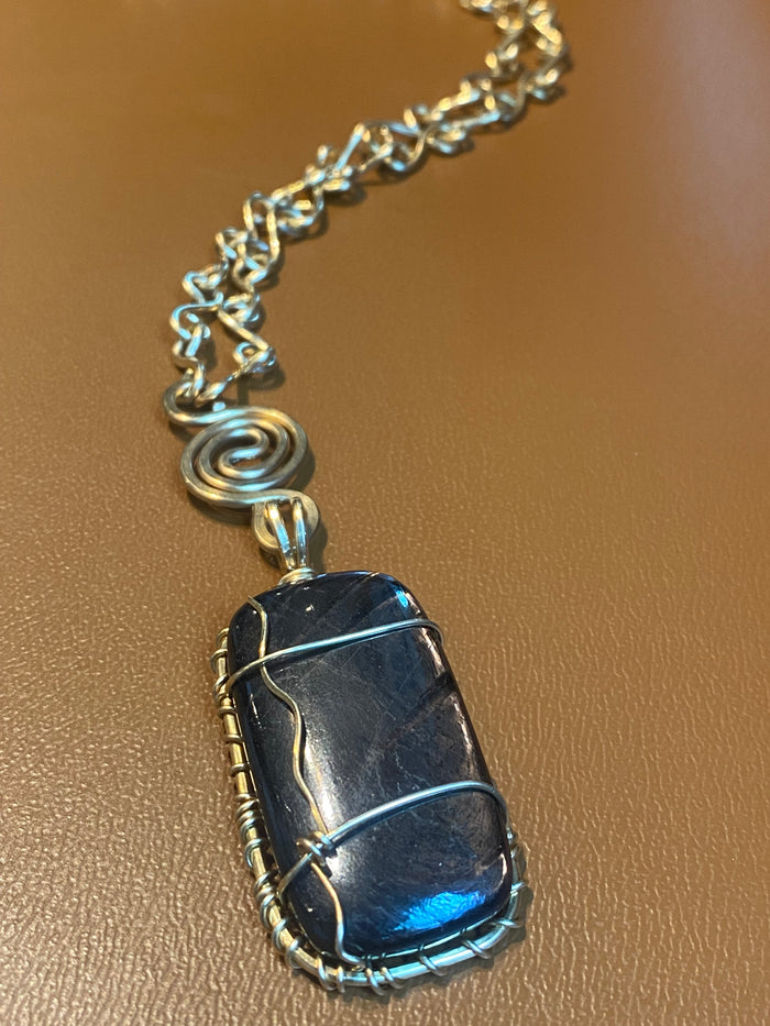 BRONZE+OBSIDIAN VORTEX S-LINK NECKLACE