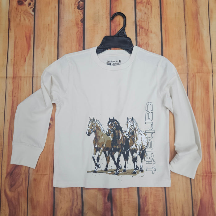 CARHARTT LONG SLEEVE WILD HORSES T-SHIRT LT BEIGE CA7213 CA35 XC2