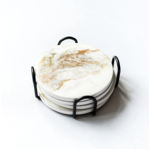 Ceramic Resin Coasters-Gold Quartz