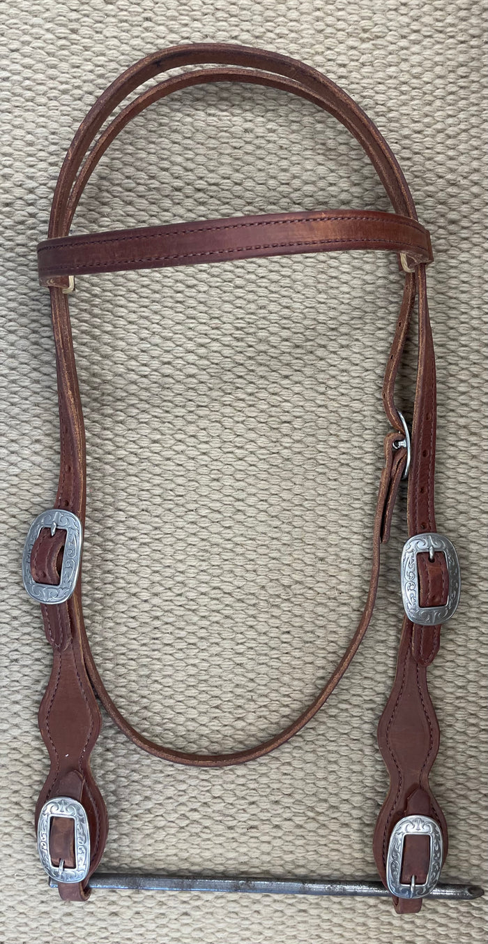Headstall - HS289- 3/4" Pro Harness w/ Scallop Cheeks, Buckle Ends &Visalia Buckles