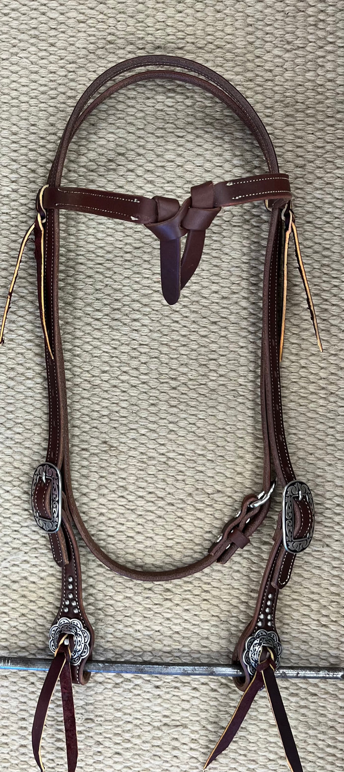 Headstall - HS322 - Weaver Canyon Rose Browband Heavy Oiled