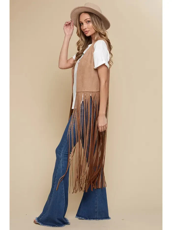 Long Faux Suede Vest