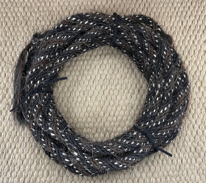 Mecate - MEC179 - 3/8"x22' 6 Strand Mane Hair Brown, Dark Brown and White