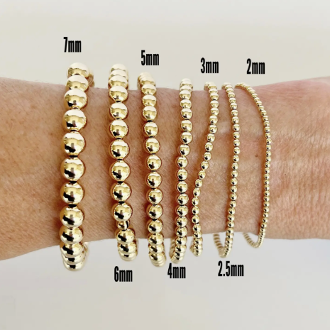14k Gold Filled Beaded Bracelet - 5 mm - 7