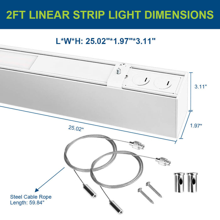 Dimensions of 2 FT Architectural Linear Light LED Linear Fixture