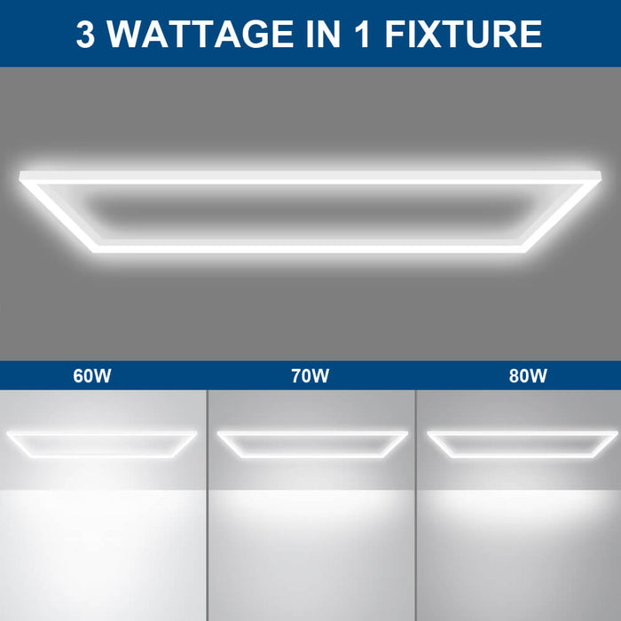 Konlite 2x4 LED Frame light fixture with wattage comparison