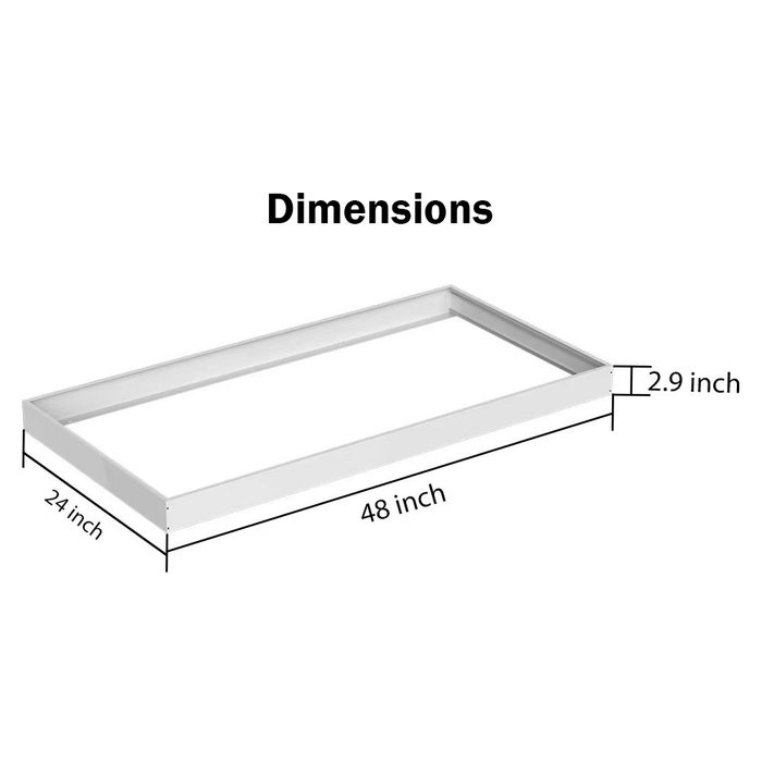 Dimensions For 2'x4' Surface Mount Kit for LED Panel Light
