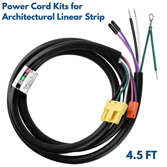 Power cord kit with colored wires and connectors on a white background