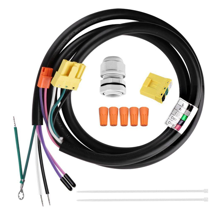 Black Power cord kit for architectural linear strip with colored wires and connectors