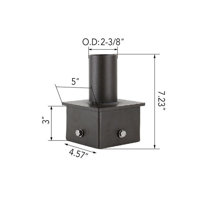 5" Square Pole Mount Tenon Adapter Dimensions
