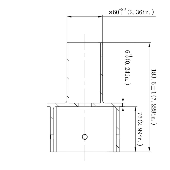 5" Square Pole Mount Tenon Adapter Dimensions