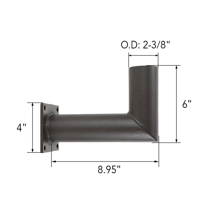 K90° Wall Mount Tenon Bracket dimensions