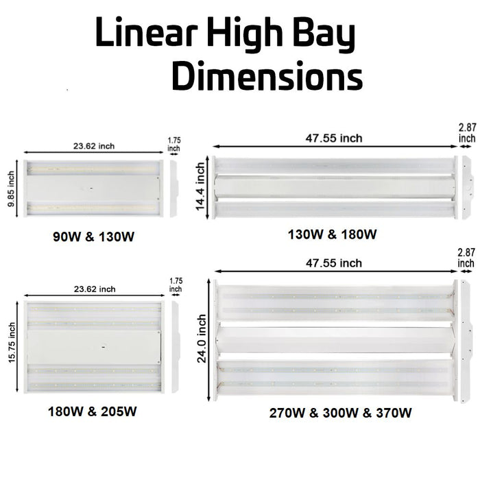 Konlite Linear LED Highbay Light dimensions