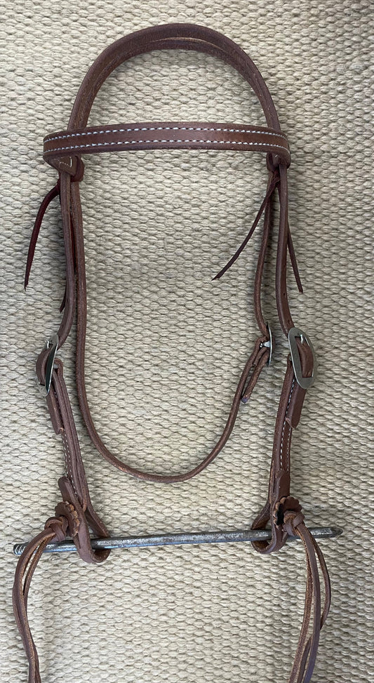 Headstall - HS11 - Heavy Oiled Browband w/ Rattlesnake Ties