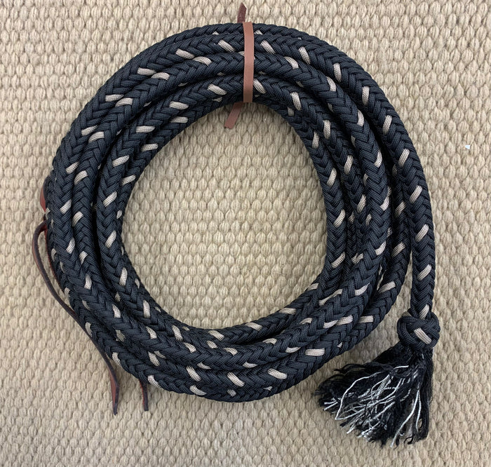 Mecate - MEC100 - 1/2" x 22' Brannaman Collection Parachute Cord Black and Grey