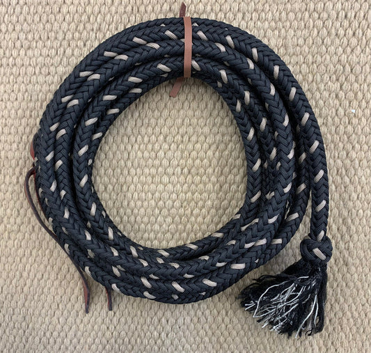 Mecate - MEC100 - 1/2" x 22' Brannaman Collection Parachute Cord Black and Grey