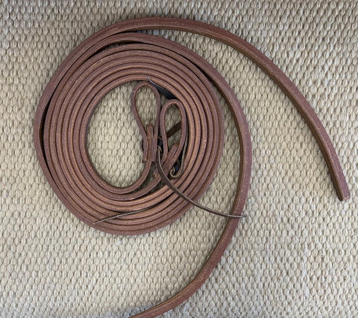 Split Reins - SR15 - 1/2" x 8' Heavy Oil Double Stitched w/ Ties and Weighted Ends