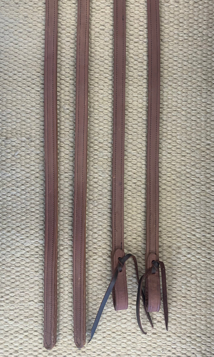 Split Reins - SR14 - 3/4" x 8' Heavy Oil Double Stitched w/ Ties and Weighted Ends
