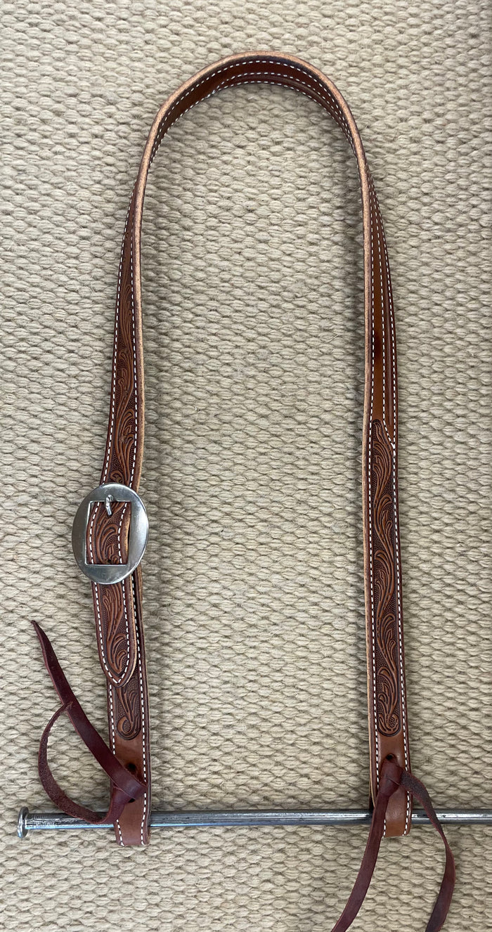Headstall - HS178 - Martin Ranahan Series Chocolate Tooled Split Ear