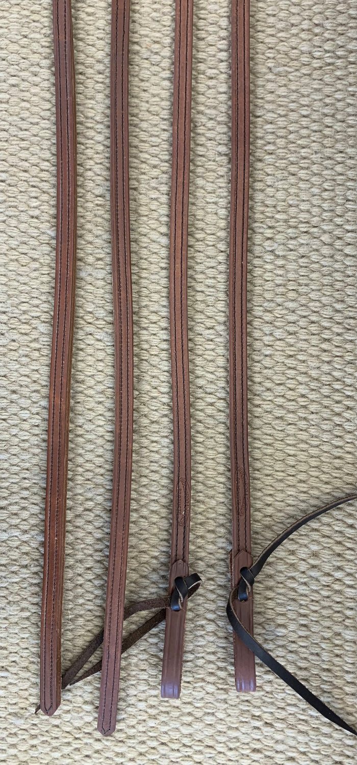 Split Reins - SR15 - 1/2" x 8' Heavy Oil Double Stitched w/ Ties and Weighted Ends