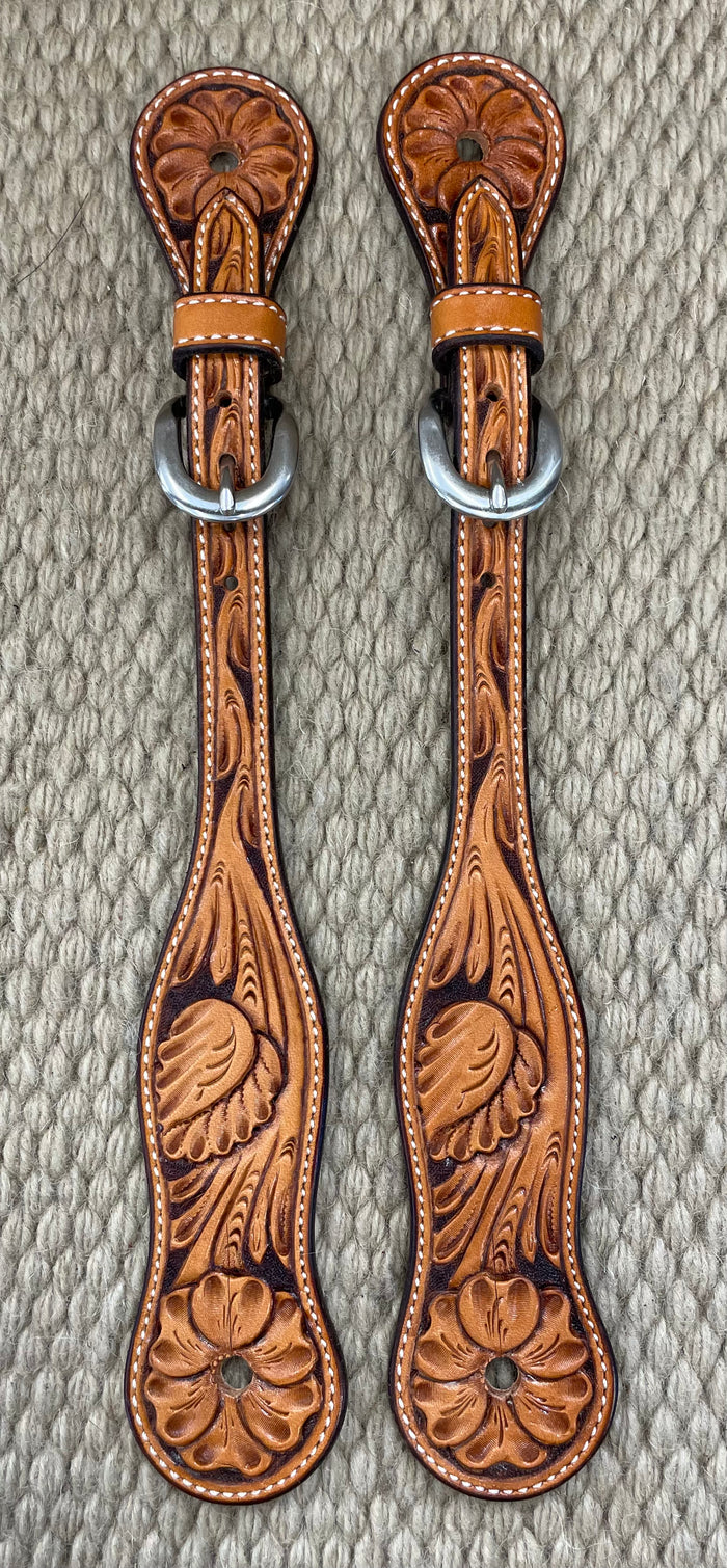 Spur Straps - SPS67 - Men 's Tapered Straight Floral Carved