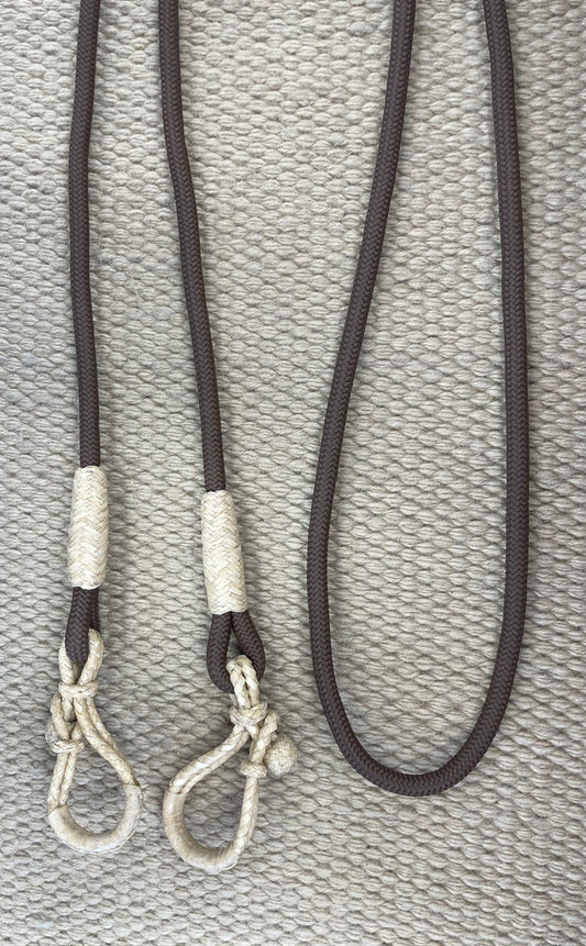 Closed Reins - CR22 - 8' Brown w/ Rawhide Connectors