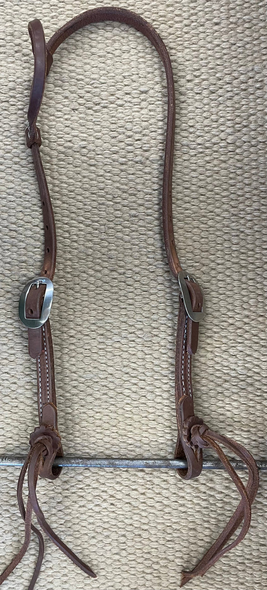 Headstall - HS183 - Heavy Oiled Sliding Ear w/ Rattlesnake Ties