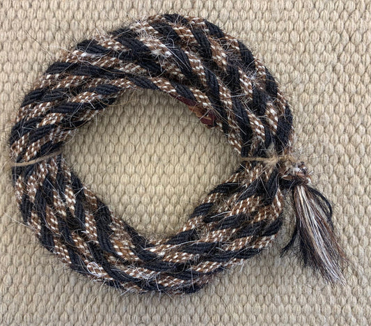 Mecate - MEC150 - 1/4"x22' 6-Strand Mane Hair Black, Light Brown and Tan