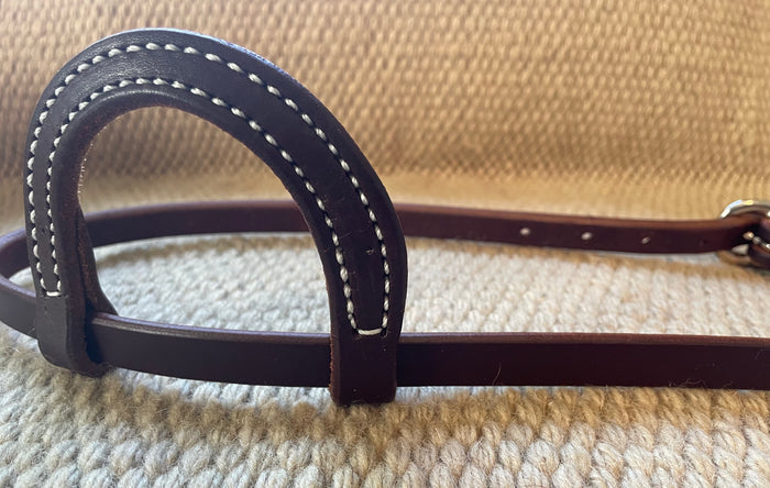 Headstall - HS182 - Heavy Oiled Sliding Ear  Single Buckle w/ Latigo Ties