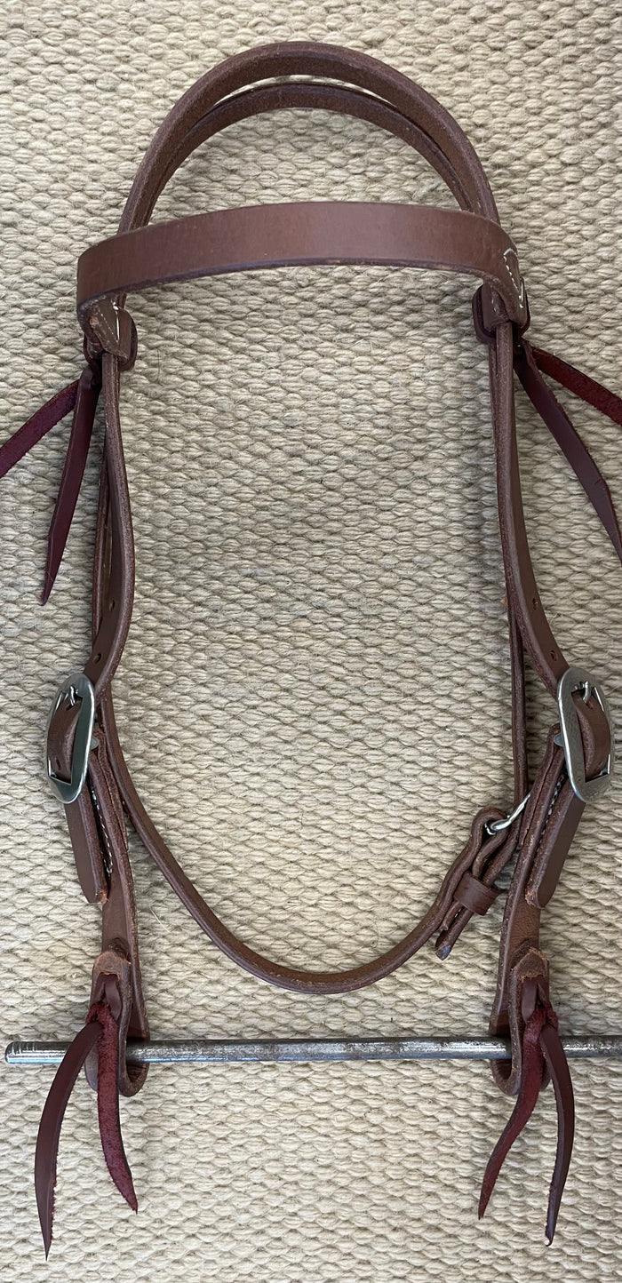 Headstall - HS179 - 3/4” Heavy Oiled Browband w/ Latigo Ties
