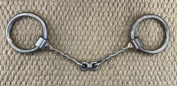 BIT - NH16 - Nolan Hansen Loose Ring Twisted Dogbone Snaffle - 2 1/2" Rings