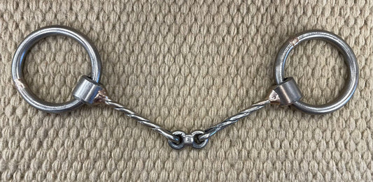 BIT - NH16 - Nolan Hansen Loose Ring Twisted Dogbone Snaffle - 2 1/2" Rings