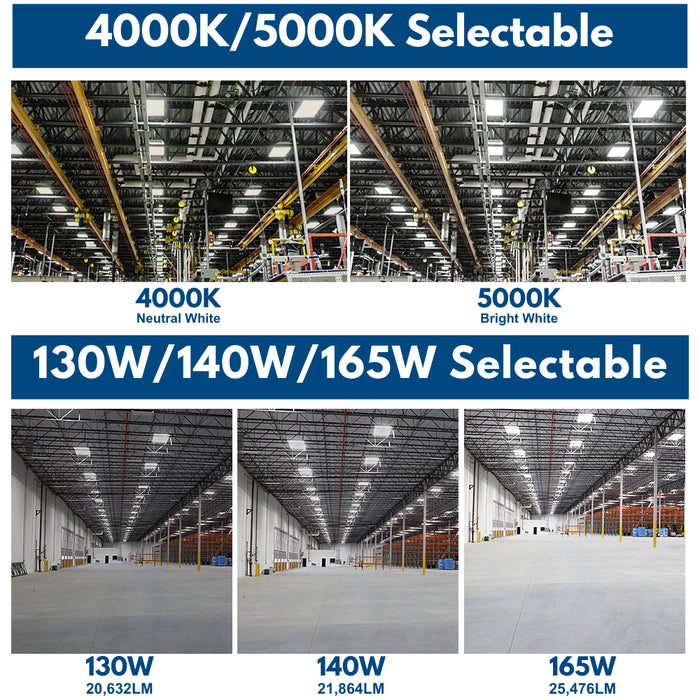 Konlite ALTA 165W LED High Bay Light wattage and CCT selectable
