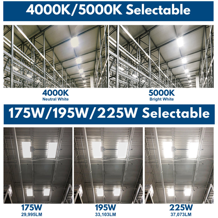 Konlite ALTA 225W LED High Bay Light wattage and CCT selectable