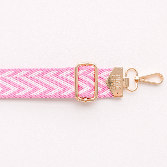 BAG STRAPS | CHEVRON PINK/WHITE | GOLD