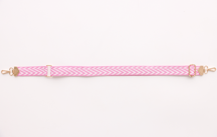 BAG STRAPS | CHEVRON PINK/WHITE | GOLD