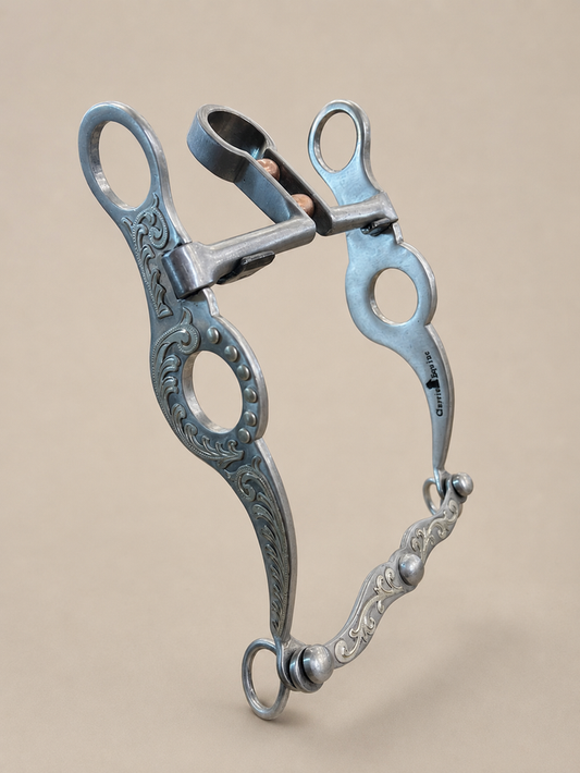 BIT - CE04 - Classic Equine Responder Shank Cowhorse Bit with Keyhole Double Roller