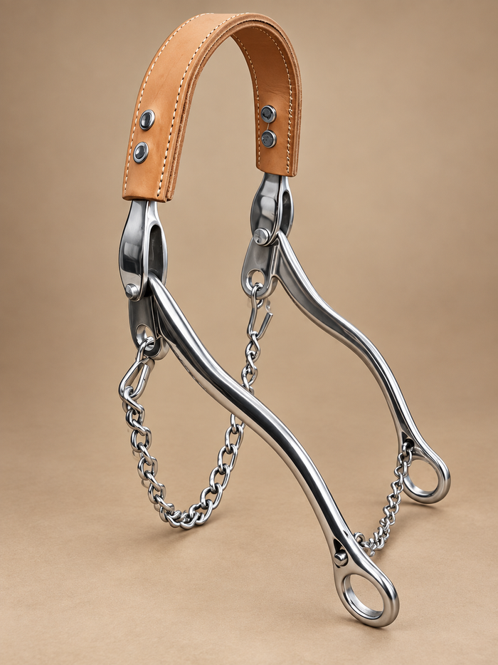 BIT - W02 - Hackamore with Flat Leather Noseband