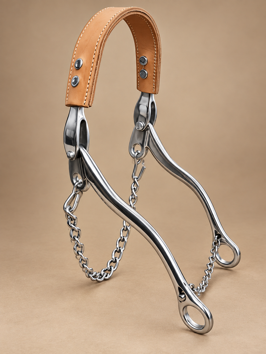 BIT - W02 - Hackamore with Flat Leather Noseband