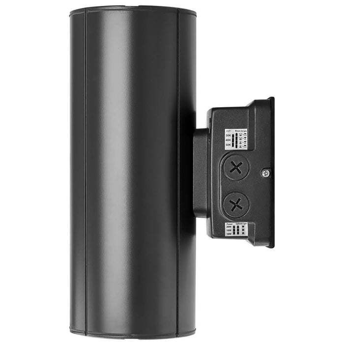 Side view of Konlite LED Cylinder Up and Down Wall Light fixture, Black 20W LED Wall Sconce