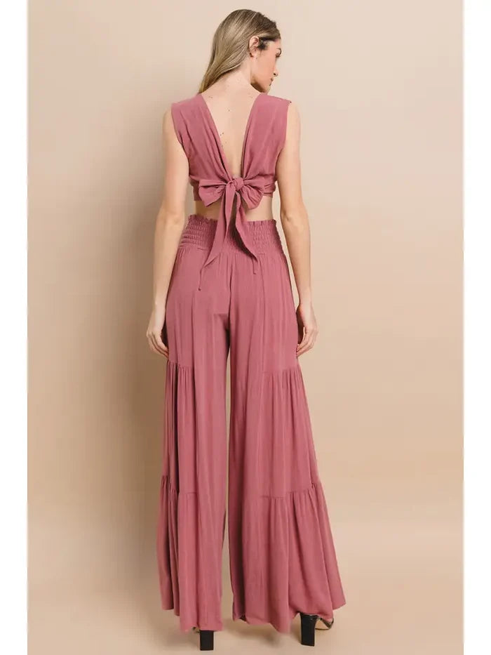 Boho Wide Leg Linen Palazzo Pants