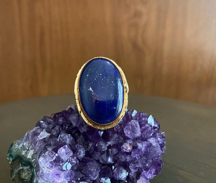 BRASS+COPPER+LAPIS LAZULI RING