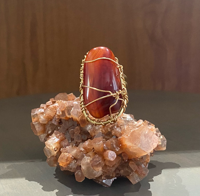 BRONZE+CARNELIAN RING